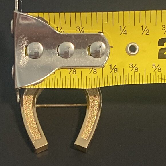 Rare Vintage Napier Signed Horseshoe Brooch Pin Gold Tone Equestrian Horse Retro - Picture 11 of 15